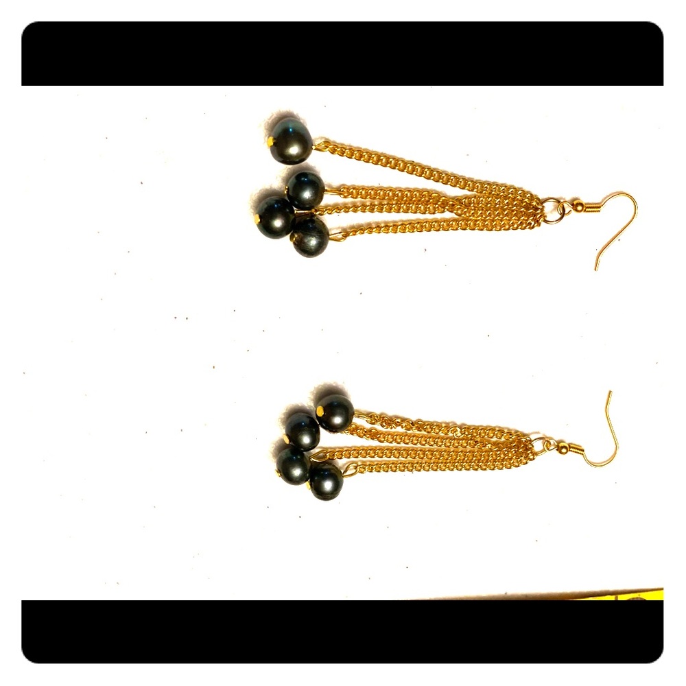 Evening Elegance  Black Pearl Earrings